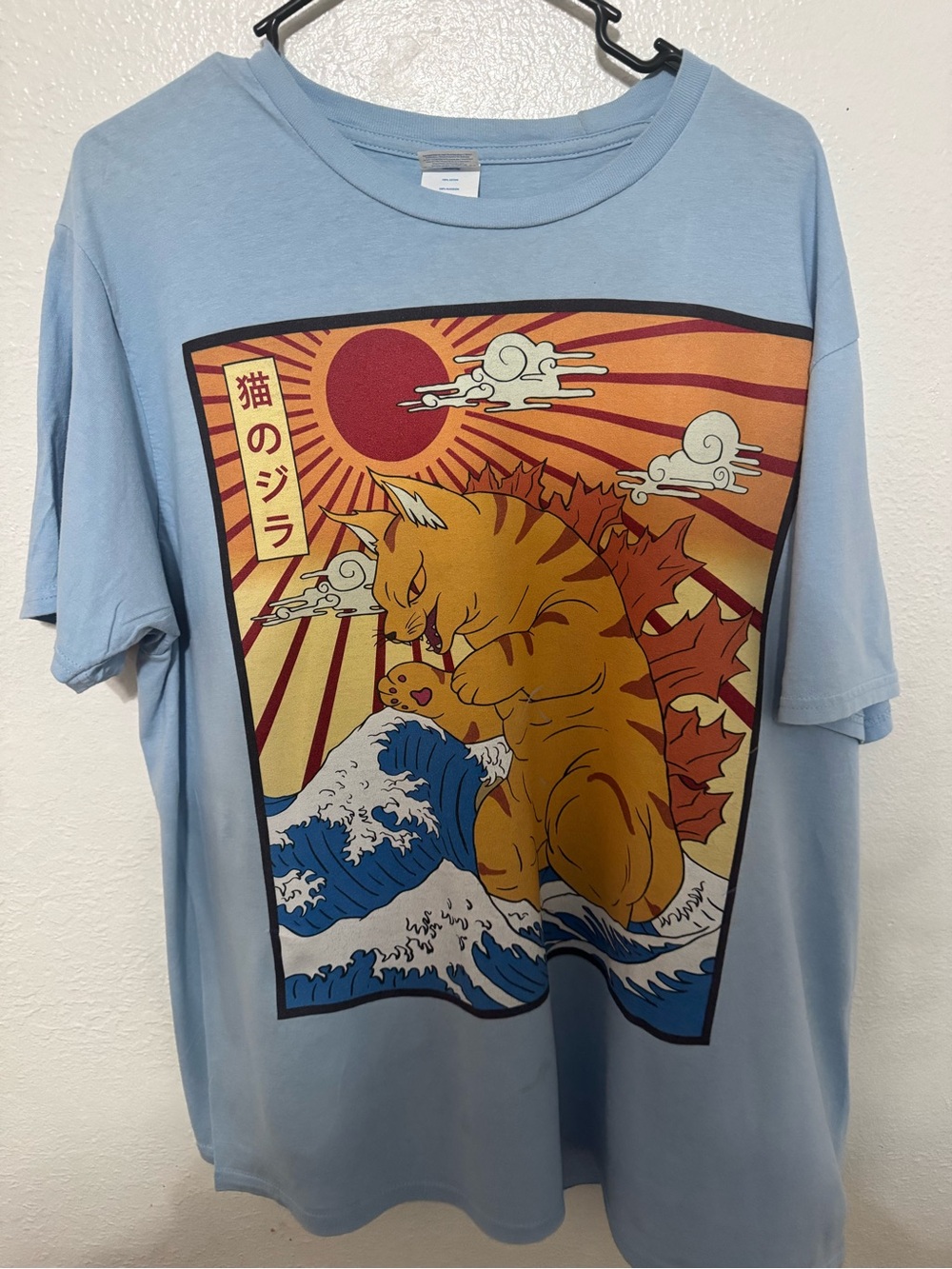 Catzilla Parody Japanese Art Funny Cat Shirt For Men & Women Size XL